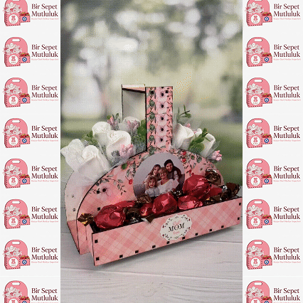 eJOYA Anneler Günü'ne Özel Kişiye Özel Resimli Kokulu Taş Aranjmanı Ve Çikolatası 116295