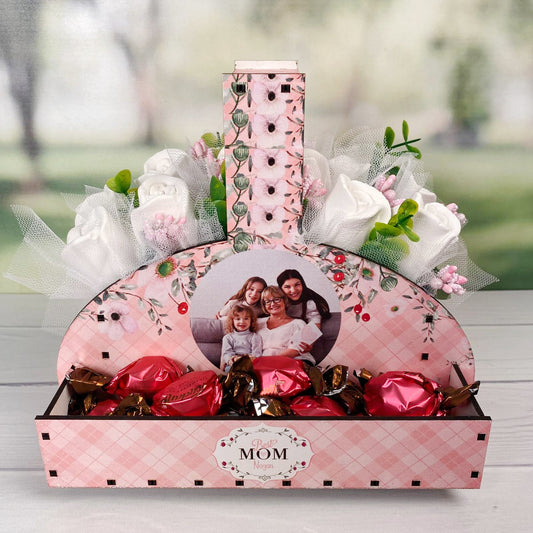 eJOYA Anneler Günü'ne Özel Kişiye Özel Resimli Kokulu Taş Aranjmanı Ve Çikolatası 116295