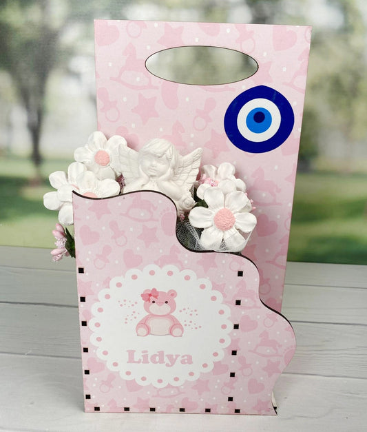 Minik Melek Kız Bebek Çiçek Sepeti